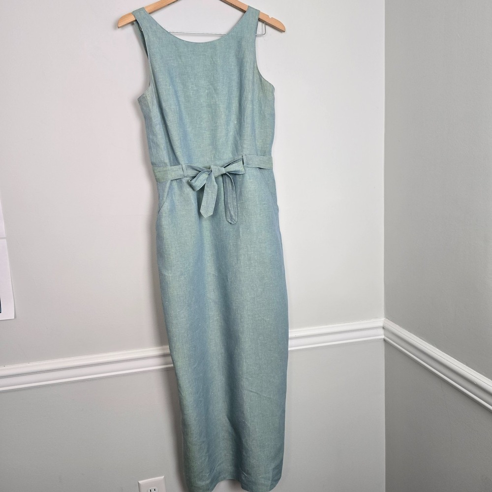 VTG 90s Yves Cossette Depeche Mode Women Linen Midi Dress Small Coastal Vacation - Picture 2 of 10